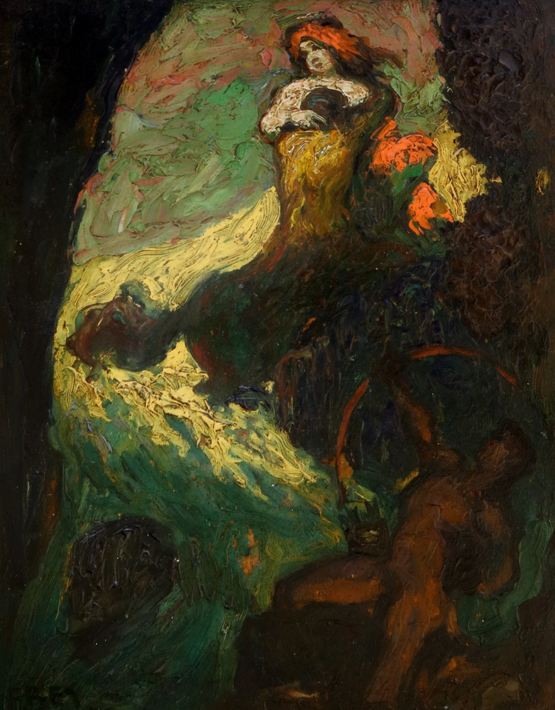 Auktionshaus Quentin Berlin  Gemälde Frey-Moock  Adolf  Mythologische Szene mit einem Kentauer und einem Bogenschützen