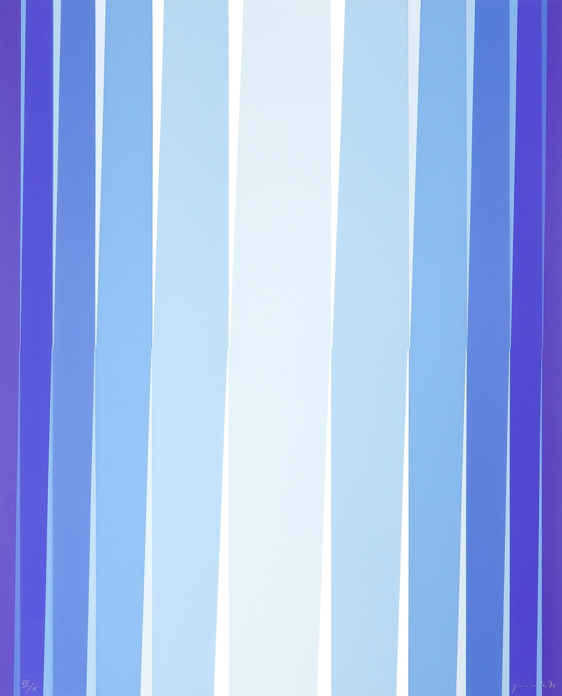 Auktionshaus Quentin Berlin  Künstlergrafik Quinte  Lothar  Ohne Titel (Streifenkomposition in Blau). 1971